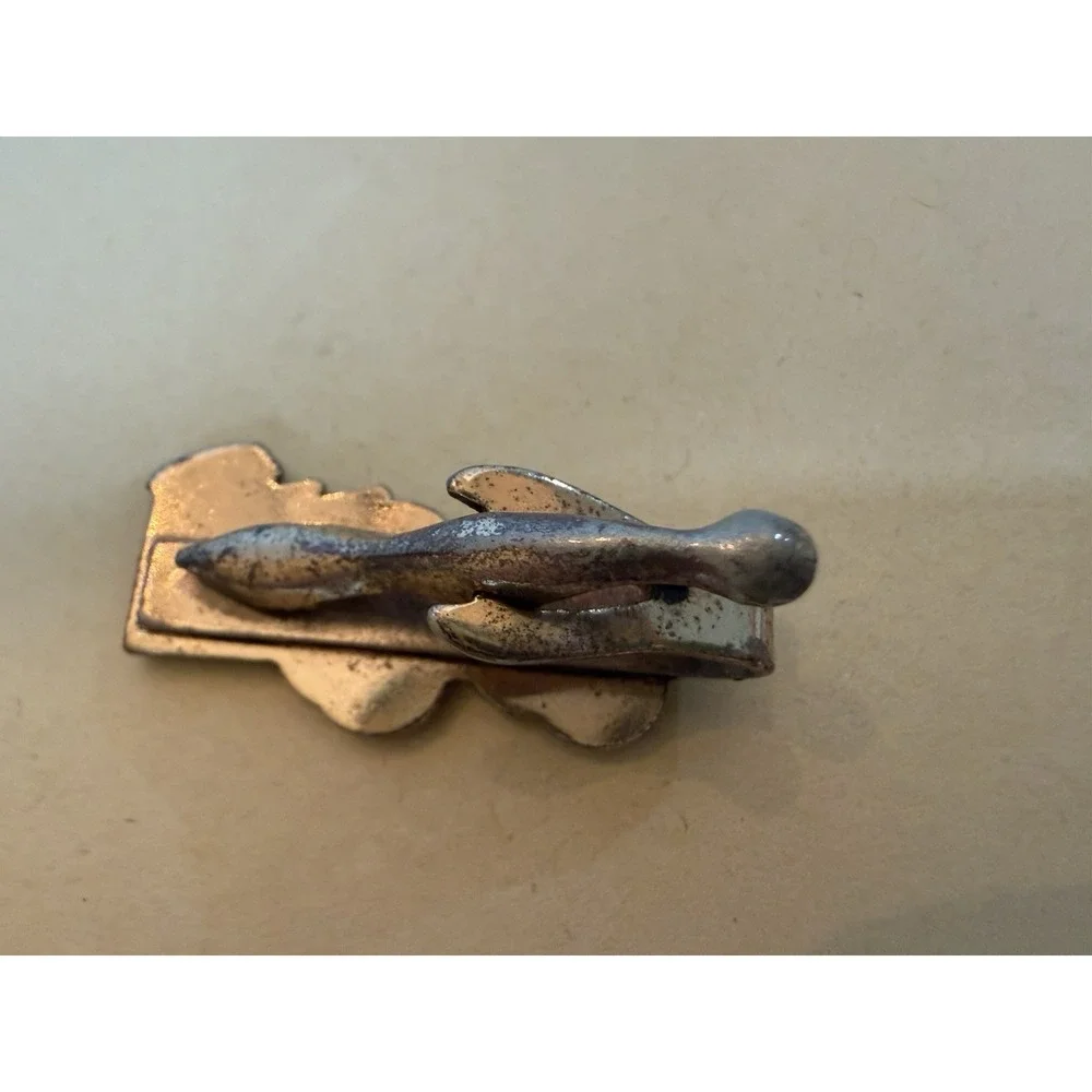 Vintage Caterpillar CAT Tie Clip Wheel Loader Tractor Gold Tone Dimensional